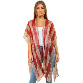 CCFW Women's USA flag موضوع عتيق كيمونو تغطية شال سترة ...