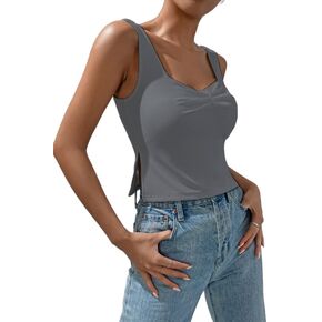Ribbed Tank Tops for Women Sleeveless Camisole Racerback Blouse, Casual Loose Fit Summer Basic Tops in Kuwait