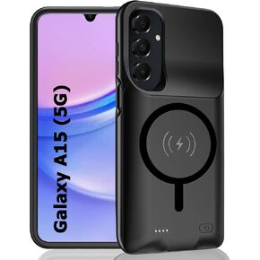 Battery Case for Galaxy A54,Enhanced [12000mAh]Ultra Thin Portable Protective Qi Wireless Charging Case Compatible with Galaxy A54 (6.4inch) Rechargeable Extended Battery Charger Case (Black)