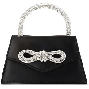 AFB Women's Rhinestone Bow Satin Handbags Evening Clutch Purses Shoulder Crossbody Bag for Party Wedding Prom