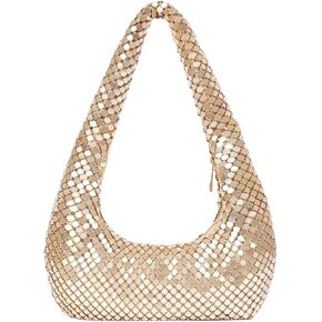 MakeMeChic Women's Metallic Glitter Sequin Underarm Bag Party Evening Hobo Handbags