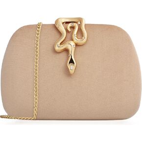 Velvet Evening Clutch Purse for Women-Snake Clasp Formal Handbag,Hard Shell Design Bag for Weddings, Parties, Prom