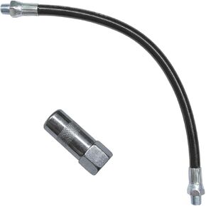 Grease Gun Hose, 12 Inch Spring Flexible Extension Hose, Quick Release Manual Grease Gun Replacement Accessory, 4500 PSI High-Pressure Whip Hose for 1/8" NPT Threads Grease Gun Fittings (12" hose)