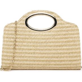 Clutch Purses for Women Cut Out Handle Clutch PU Leather/Straw Evening Bag for Wedding Party and Prom