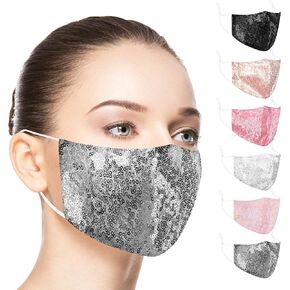 قناع Ciana Sequin Frasnable Face Mask Glitter Bling مع تصميمات قابلة لإعادة الاستخدام القابلة لإعادة الاستخدام للنساء