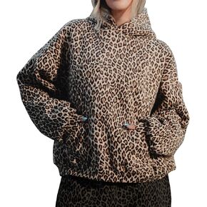 Leopard Print Hoodies for Women Oversized Cheetah Printed Hooded Pullover 2000s Y2K Hoodie Sweatshirt 90s Streetwear