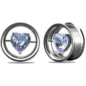 1 Pair Ear Gauges for Stretched Stainless Steel Double Flared Zircon Ear Tunnels Plugs Flesh Stretchers Expander Earrings Piercing 0g-1"(8mm-25mm)