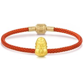 Sang Sang Sang 999 24K Solid Gold Zodiac Snake في سوار سحر Bag Lucky للنساء 17 سم 95342C