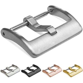 hemsut h Watch Band Replacement Buckle -Silver/Black/Gold/Rose Gold Brushed 316L Stainless Steel - 16mm, 18mm, 20mm, 22mm & 24mm for Leather Silicone Nylon Canvas Watch Bands