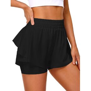 IWD Women's Running Shorts, High Waisted 2 in 1 Workout Athletic Shorts with Liner and Pockets, Summer Activewear