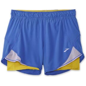 Brooks Womens Chaser 5 "2-in-1 Shorts Bluetiful/Golden Hour SM (US 4-6) 5