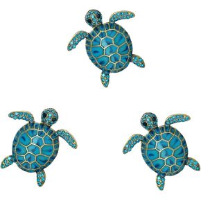 شارات السيارات 3pcs ملصقات سلحفاة البحر ثلاثية الأبعاد المعادن الشارة شارة المرأة ديكور سيارة صغيرة زرقاء السلاحف المحيط شاطئ الشاطئ تحت عنوان سحر السيارة