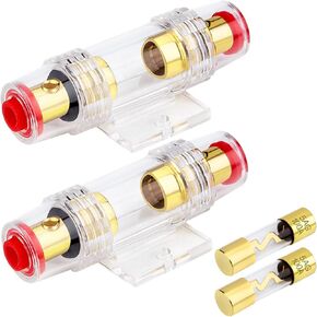 2 Packs 4-8 Gauge AWG in-Line Fuse Holder with 100A AGU Fuse for Car Audio, Amplifier, Alarm, Compressors