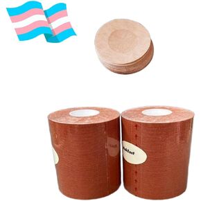 2 لفات Trans Trans Trans Trans Trans Tark Binder FTM Binder مع الحلمة يغطي مقاوم للماء 3 في × 16.5 قدم