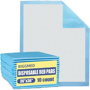 XXL Disposable Bed Pads 36" x 36" Tear-Resistant Underpads, Extra Large Chux Super Absorbent Pee Pads for Adults, Kids, Elderly | Puppy Pads Large for Training (10 Count)