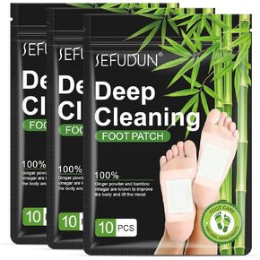 30PCS Deep Cleansing Foot Pads, Adhesive Sheets for and Body Care, Natural Bamboo Vinegar Ginger Powder Pads Relieve Stress, Improve Sleep, Remove Dampness