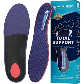 Walkhero Plantar Tasciitis Inserts - إدراج أحذية تقويم العظام لتخفيف الآلام اليومية ، النعال الدعم القوس للاستخدام اليومي ، الدعم الكلي ، رجال كأس الكعب العميق 10-10.5 | المرأة 12-12.5