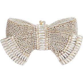 RomanticDesign Women Sparkly Bowknot Evening Clutch Luxury Rhinestone Bride Purse Wedding Party Prom Banquet Handbag