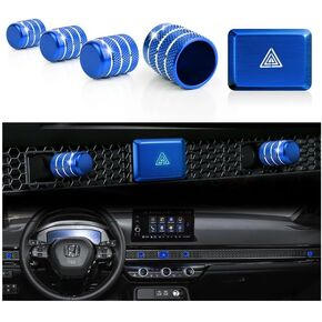 Interior Accessories for Honda Civic 2022-2025 & CRV & Acura Integra 2023-2025, 5pcs Aluminum Alloy Trim Set - Hazard Warning Light Button Cover, Air Vents Outlet Knob Covers (Pink)