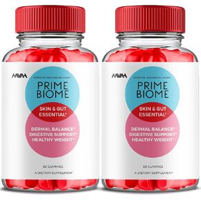 (2 Pack) Prime Biome Gummies Primebiome دعم البشرة والأمعاء الصيغة الصمغية ، Primiome بشكل عام الصحة والعافية فيتامين B12 B6 ملحق دعم حمض الفوليك ، Prime Biome Advanced Formula (120 Gummies)