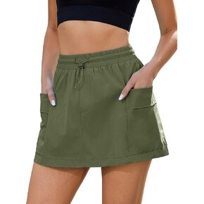 luvamia Skorts for Woman High Waisted Pull On Elastic Waist Cargo Pockets Quick Dry Hiking Tennis Sports Skirt Shorts