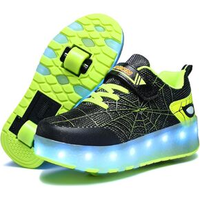 LED Light -Up Kids Roller Sneakers - أحذية الأسطوانة القابلة للتعديل للأولاد والبنات للرياضة ، عيد ميلاد ، عيد الميلاد والأداء هدايا