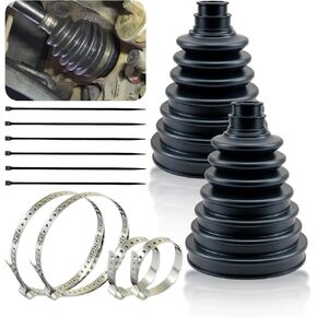 Upgrade 2PCS CV Boot,Thickened Neoprene Rubber Material with 4 Stainless Steel Clamps & 6 Cable Ties, CV Axle Boot Repair Kit for Protect Axle,Universal CV Joint Boot Fits Shaft Size 18mm-34mm