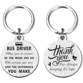Yobent Bus Driver Appreciation Gifts for Men Women, School Bus Driver Birthday Thank You Keychain, Thank You for Always Keeping Us Safe Present