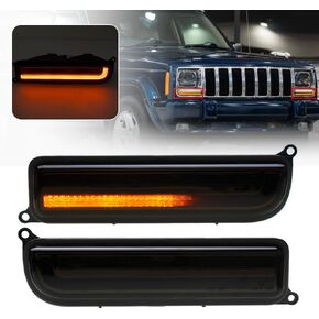2PCS مصابيح إشارة الدوران الأمامية المتسلسلة للاصطدام لعام 1997-2001 J'EEP Cherokee XJ Amber LED LED LED LIDE