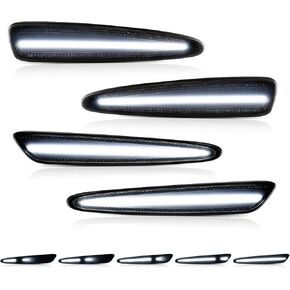4PCS LED Side Marker Lights Compatible with Chevy Corvette C6 2005-2013 Sequential Scan Flashing to Constant White Light,10X Brighter,Plug and Play
