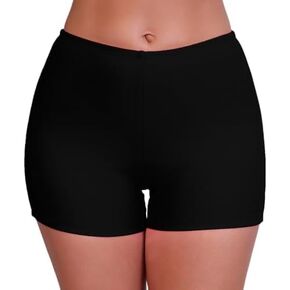 Halcurt Women's 3" High Waisted Swim Board Shorts Tankini Bottoms Boyshorts Beach Swimsuit Black S
