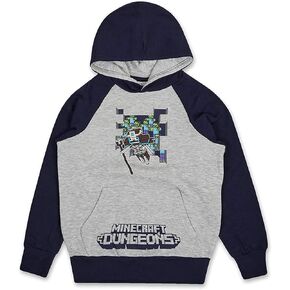 Minecraft Boys Video Game Hoodie - الوجه الزاحف الأسود والأخضر - قميص من النوع الثقيل الرسمي (البحرية الرمادية ، XS -4)