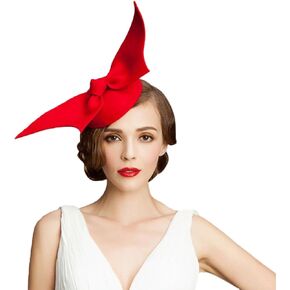 Wool Felt Women Angel Wings Fascinator Hat Bow Tie Cocktail Tea Party Dress Hats