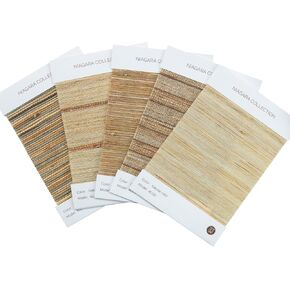 Lustrowin مخصص Ramie/Jute Shades Cordless Bamboo Roman Shades للنوافذ والأبواب الطبيعية منسوجة العينة مجموعة ، 5 ألوان ، Niagara