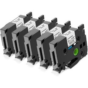 استبدال Markdomain لشريط Brother Label Maker لإعادة تعبئة شريط Tze Tz 12 مم 0.47 مغلف باللون الأسود على الأبيض P Touch TapeTze231 Tze-231، يعمل مع شريط الملصقات Brother P-Touch Pt-D210 D220 H110 D400 D600,5X