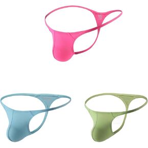 رجال G-string سلس ثونغ منخفض الارتفاع ارتداء الملابس الداخلية الأخضر/الأزرق/الأحمر 3 عبوة