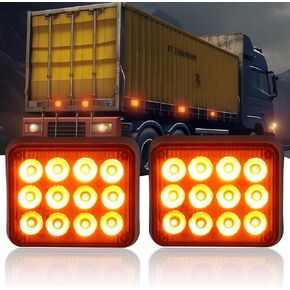 Emergency Lights For Vehicles, Strong Magnetic Trailer Lights, Wireless Trailer Lights, Rechargeable Strobe Lights, IP68 Waterproof Emergency Light For Vehicles Trucks Bus Tractor(Amber)