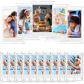 20 Pack Acrylic Fridge Magnetic Frame, 3.54 * 2.36in High Transparent Polaroid Frame Super Magnetic Picture Frame Small Picture Frames For Refrigerator & Decoration (Transparent, 20p)