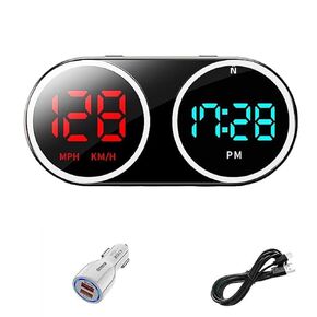 GPS Speedometer HUD, Upgraded HD Digital Head-Up Display with MPH KM/H&Time, Compass Direction, for All Vehicles,Motorcycles,Bicycles - Plug & Play with USB Cable & Car Charger Adapter