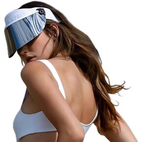SAINT CHIC Paparazzi Visor Chrome Anti-Glare Sun Visor, 99% UV Protection, Adjustable Unisex Fit, Lightweight Reflective Shield for Pool, Beach, Sports & Travel (White)