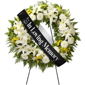 Funeral Sash Memorial Wreath Sash Funeral Ribbon Sash Celebration of Life in Loving Memory Floral Sash for Casket or Wreath Flowers Memorial Service Honor The Loved Ones Memory 58x4(Black)