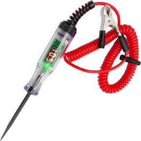 Car Digital Electric Pen, 6V-12V-24V Digital Display Circuit Tester with 5.9Ft Spring Wire, Electric Tester Light Tool with Sharp Probe for Most Vehicles, Car Accessories