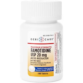 GRICARE قوة عادية Famotidine 10mg أقراص ، مخفض الحمض ، تخفيف حرقة ، ارتداد الحمض وعسر الهضم الحمضي ، 60 عدد (حزمة 1)