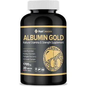 ROYAL CANADIAN Albumin Gold 1700mg | Liver Function | Kidney Function | Fatigue Recovery | Immune System (30 x 1700mg Capsules)