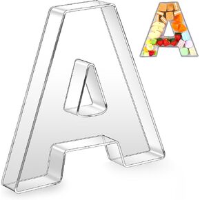 Uiifan 10'' Acrylic Letter Box Form Tray Display Fillable Letter Charcuterie Box Acrylic Candy Dish for Birthday Party Reusable Plates for Food, Not Include Lid(Clear,Letter A)