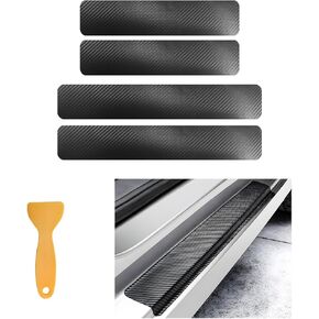 4 PCS POR DOOR SILTERS ، حامي ألياف الكربون تلقائيًا ، حرس حارس العتبة ، شرائح غطاء صفيحة ، محطات حماية عتبة مضادة للخلع لمعظم المركبات ، وملحقات السيارات (أسود ، 3D)