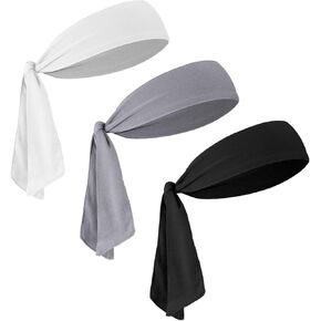 Giantree 3PCS TIE HEADBANDS للرجال ، وعصابات الرأس للنساء يديران عقالًا ، وعصابة رأس بيضاء ، وعصابة رأس غير قابلة للتعديل لكرة السلة لألعاب القوى للتنس للرجال للنساء