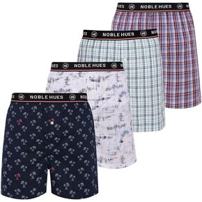 Men's Boxer Shorts, Comfortable Cotton Boxers, 100% Cotton Print and Plaid Boxers For Men, Multi Pack