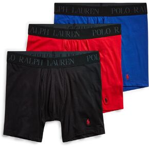 Ralph Lauren Men's 4D Flex Cooling Cotton Cotton Trunks & Boxer Biseds 3 حزم ، Rugby Royal/Red ، Red/Polo Black ، Polo Black/Red ، Small