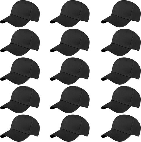 15 Pack Adult Baseball Hats Blank Baseball Cap Adjustable Plain Baseball Cap Bulk for Men Women Outdoor Sports in Saudi Arabia